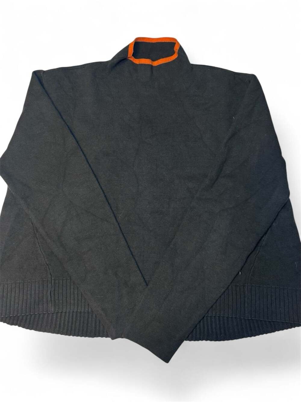 Sweaty Betty Women’s Sweater Medium Dark Forest Green Orange Trim Mock Neck